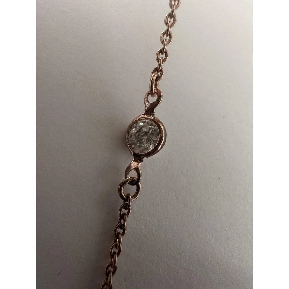 Alainn Long Bezel Necklace‎ Rose Gold Color Cubic Zirconias 48